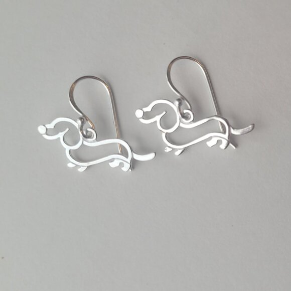 Jewelry - Doxie Dog Dangle Earrings Sterling Silver Dachshund Weenie Dog